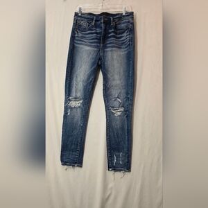 Buckle Black Fit No 75 Ankle Skinny Jeans Women's Size 28 Distressed Blue Denim